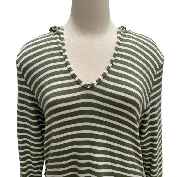Splendid Green Striped Hoodie Top Small Soft Lounge Coastal Normcore Casual - Picture 5 of 8